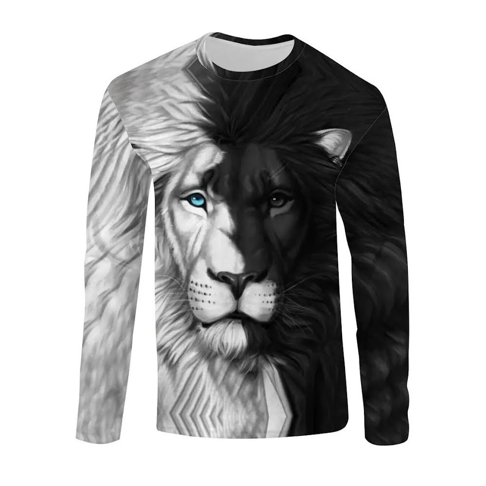 Vintage Men’s 3D Lion Long Sleeve T-Shirt